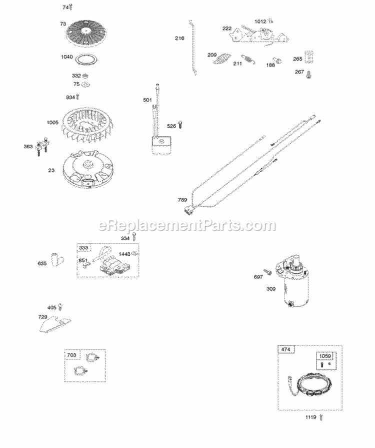 Alternator Wire Harness Starter Ignition Flywheel Diagram and Parts List for 44R677-0001-G1  Briggs and Stratton Engine